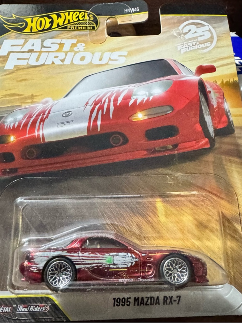 Hot Wheels Premium 1995 Mazda RX-7 Toy Car - Red FAST & FURIOUS 25th ANNIVERSARY